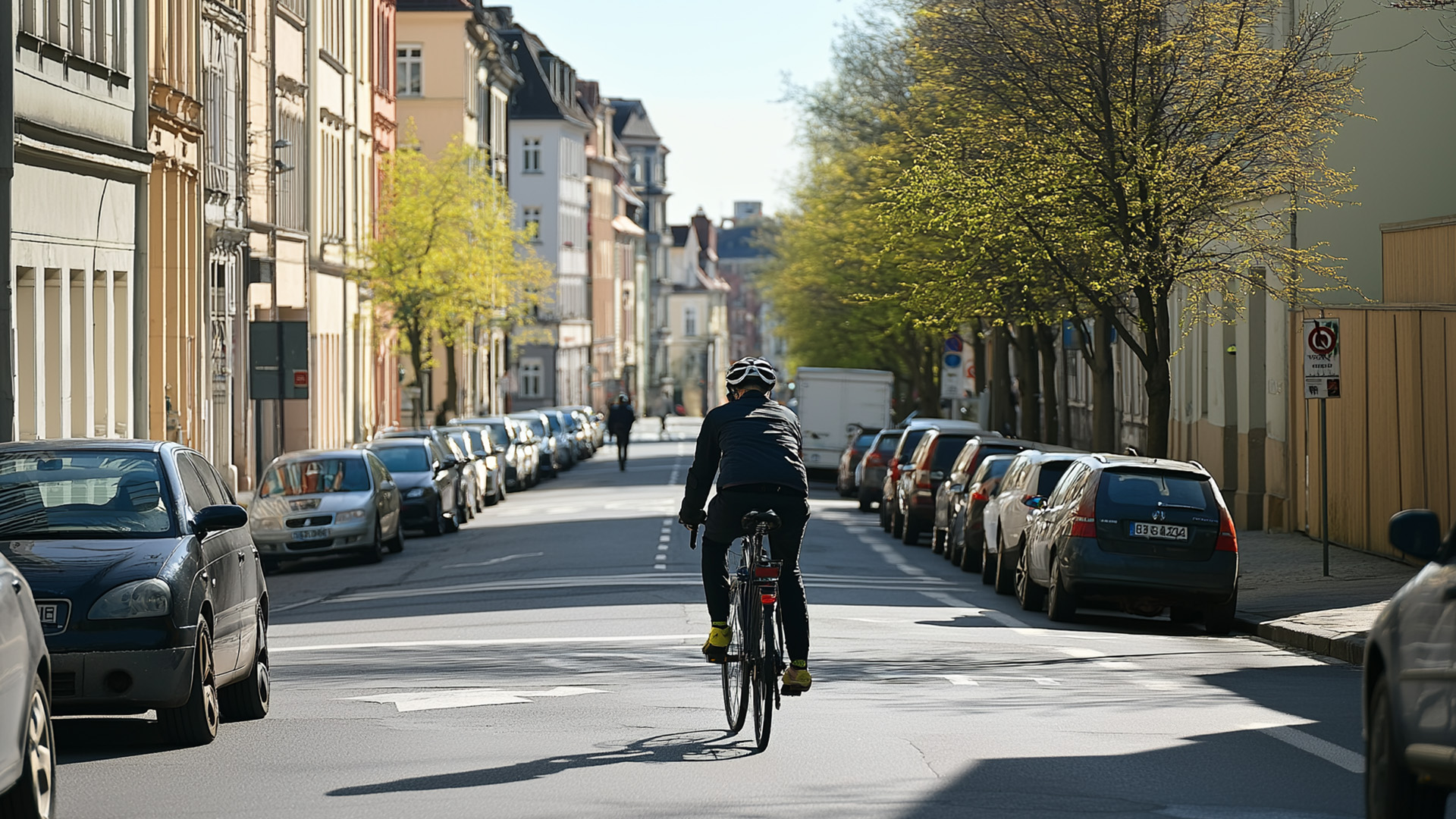 Straßenansicht mit Radweg