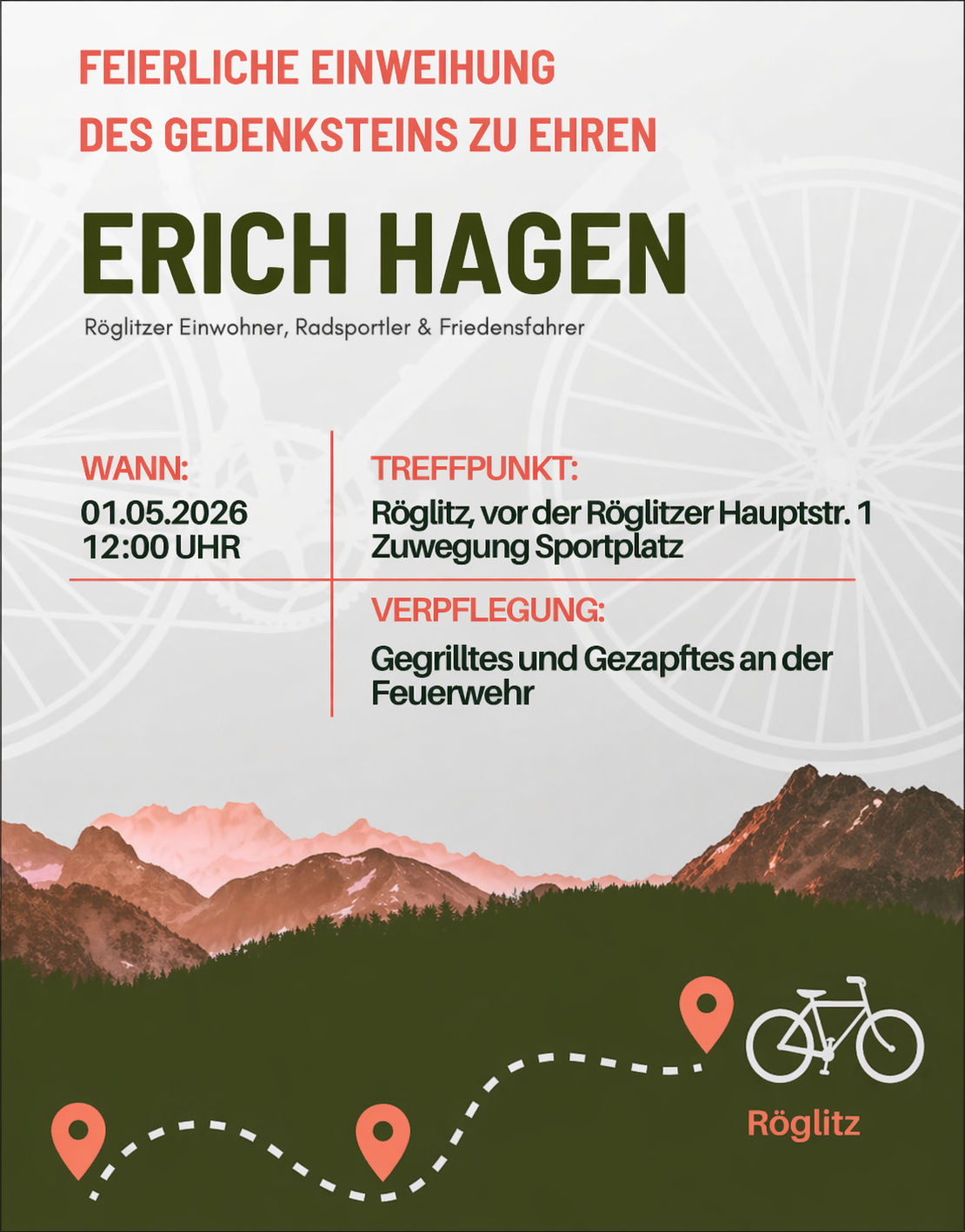 Flyer zur Einweihung des Gedenksteins für Erich Hagen