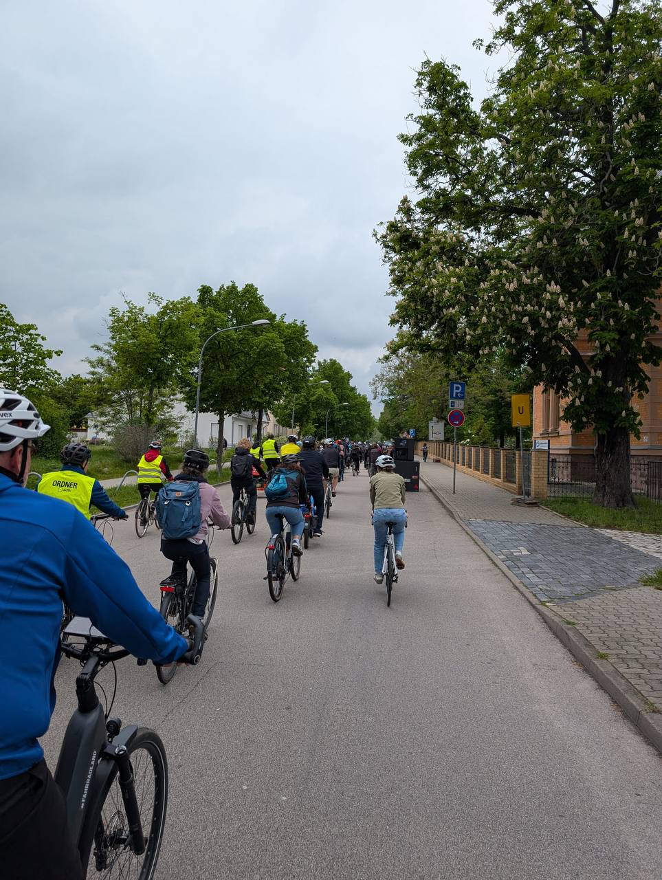 Fahrraddemo Kidical Mass auf einer Straße in Merseburg