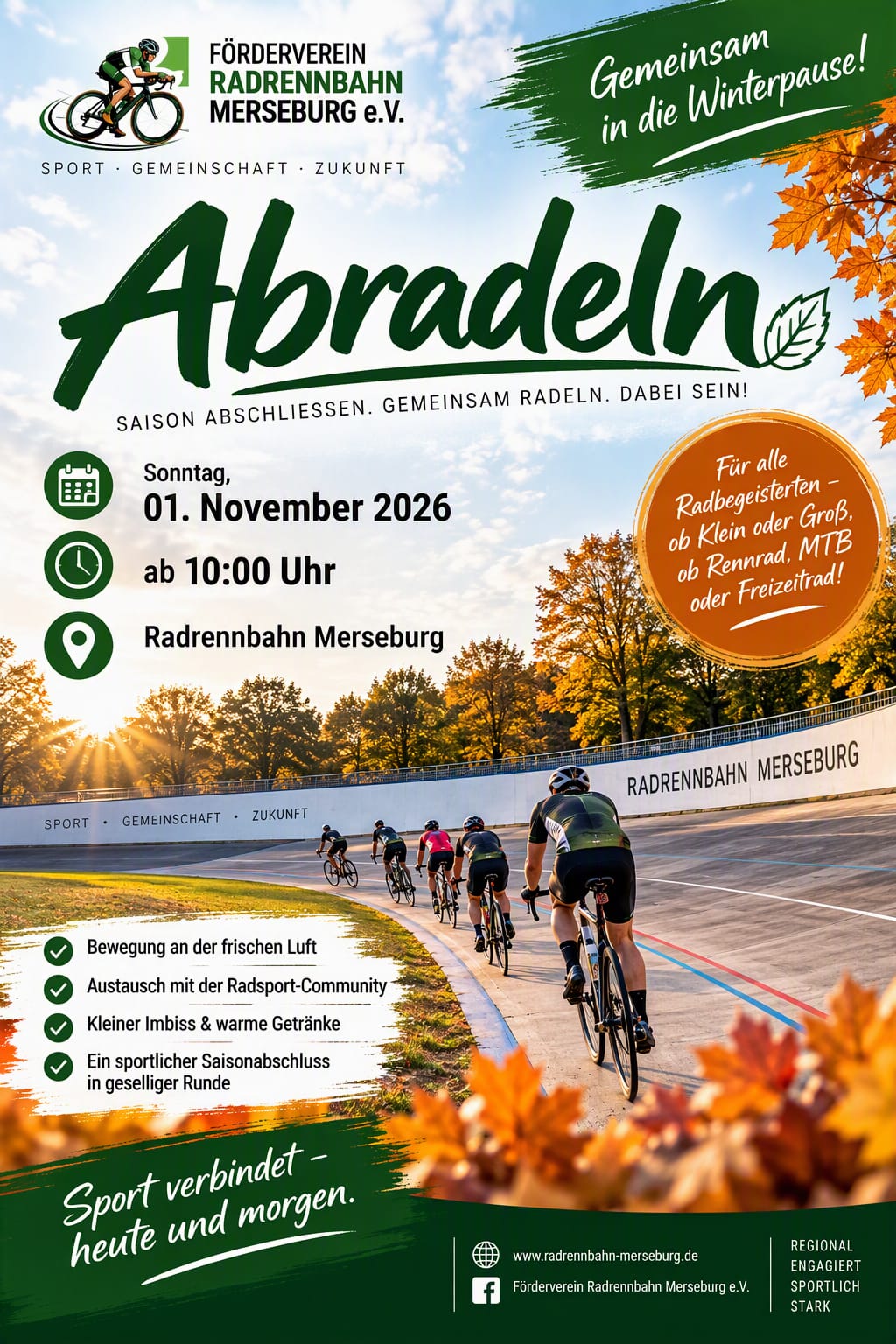 Abradeln 2026 – Gemeinsam in die Winterpause auf der Radrennbahn Merseburg